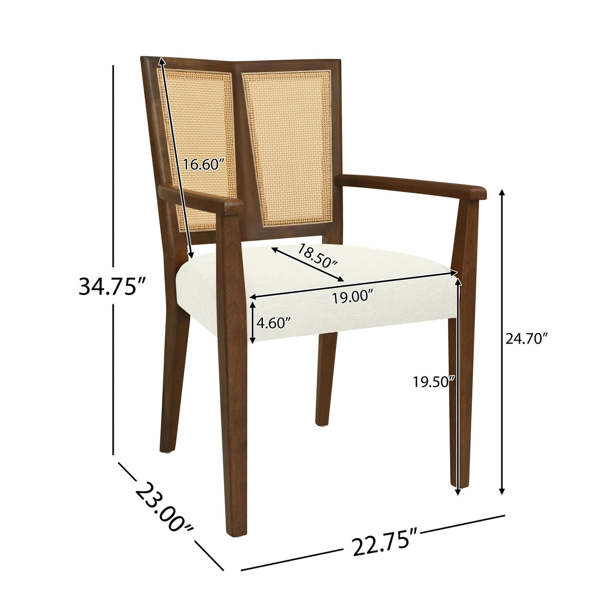 Mid Century Modern Arm Dining Chairs With Rattan Backrest - Best Buy Furniture