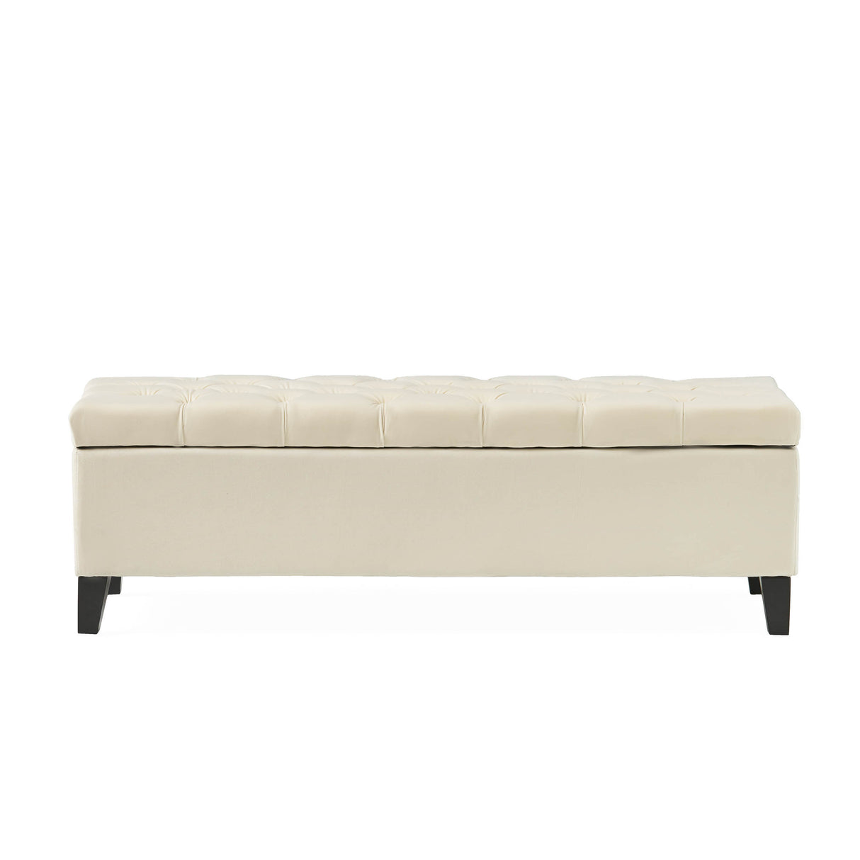 Button Tufted and Diamond Stitched Storage Ottoman
