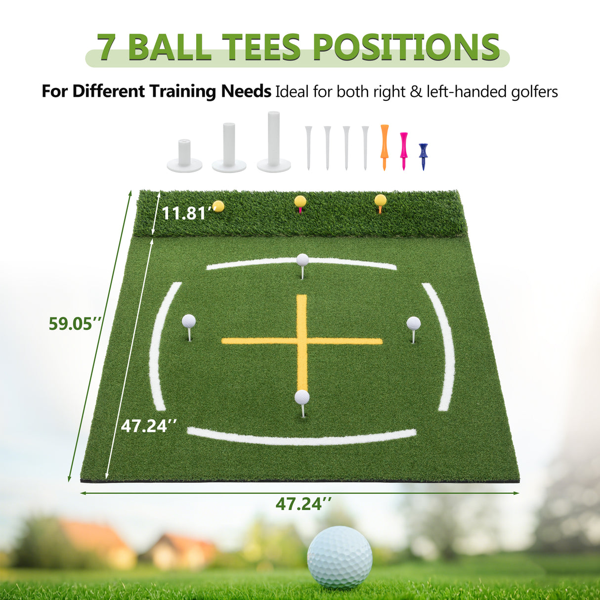 5'x4' Golf Hitting Mat with Cross Stance Guide