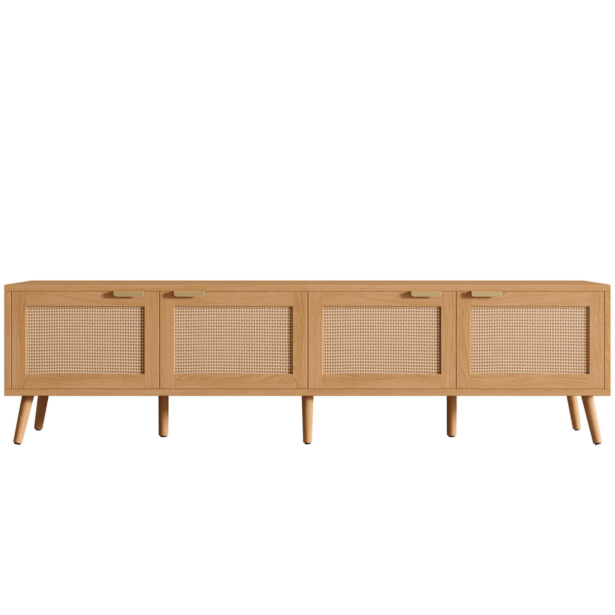 TV Stand With Storage & Cable Holes - Natural Wood