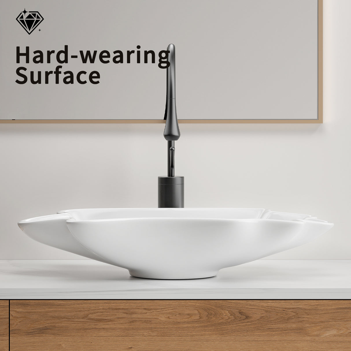 Bathroom Vessel Sink Shell Shape 24in x 13in Above Counter Vanity Bowl
