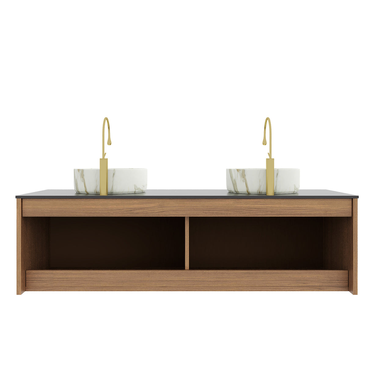 ARAI 60" Bathroom Vanity with Floating Plywood Cabinet and Ceramic Basin