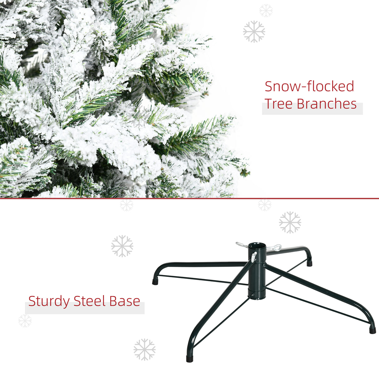 HOMCOM 9' Tall Unlit Snow Flocked Pine Artificial Christmas Tree