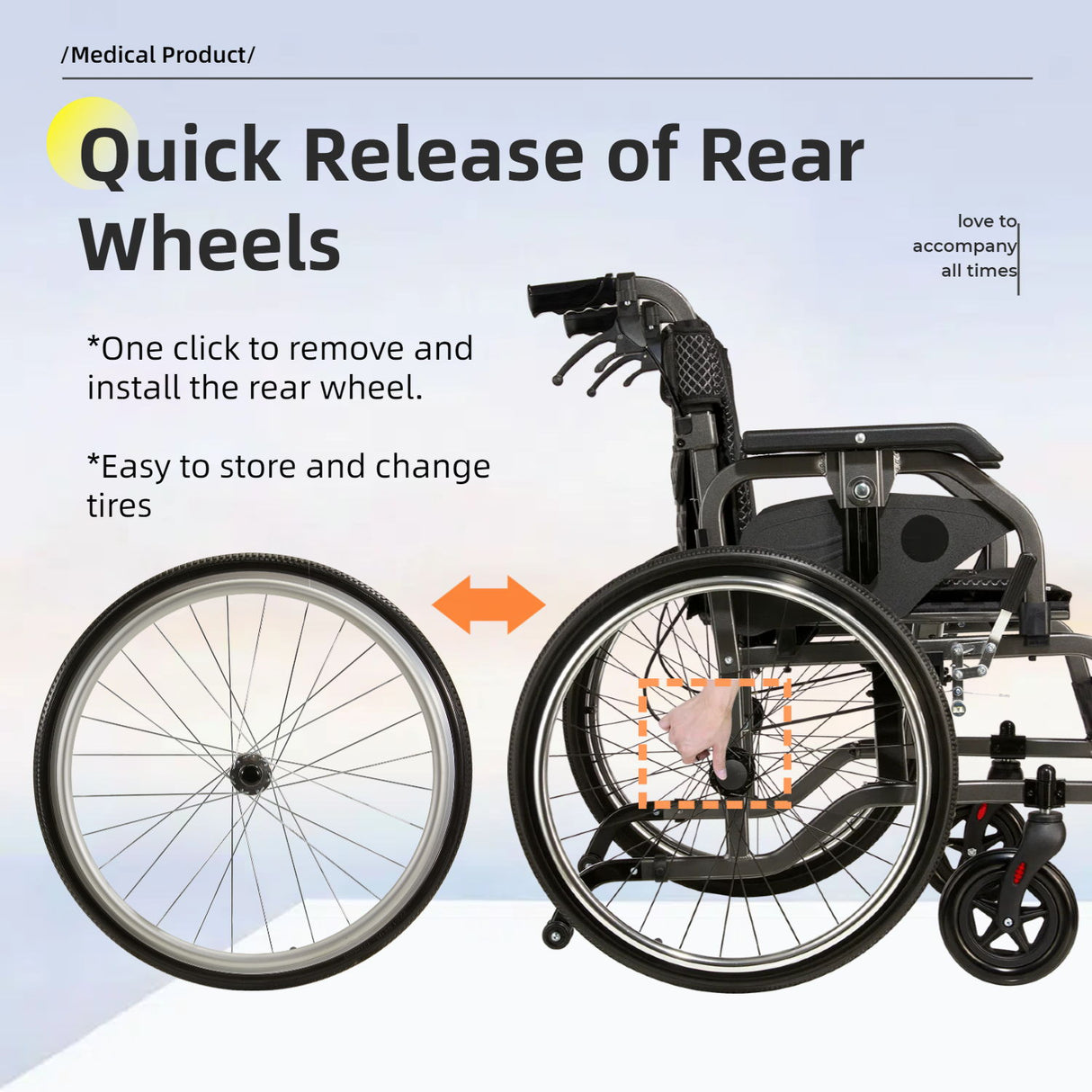 Premium Lightweight Foldable Transport Wheelchair For Adults