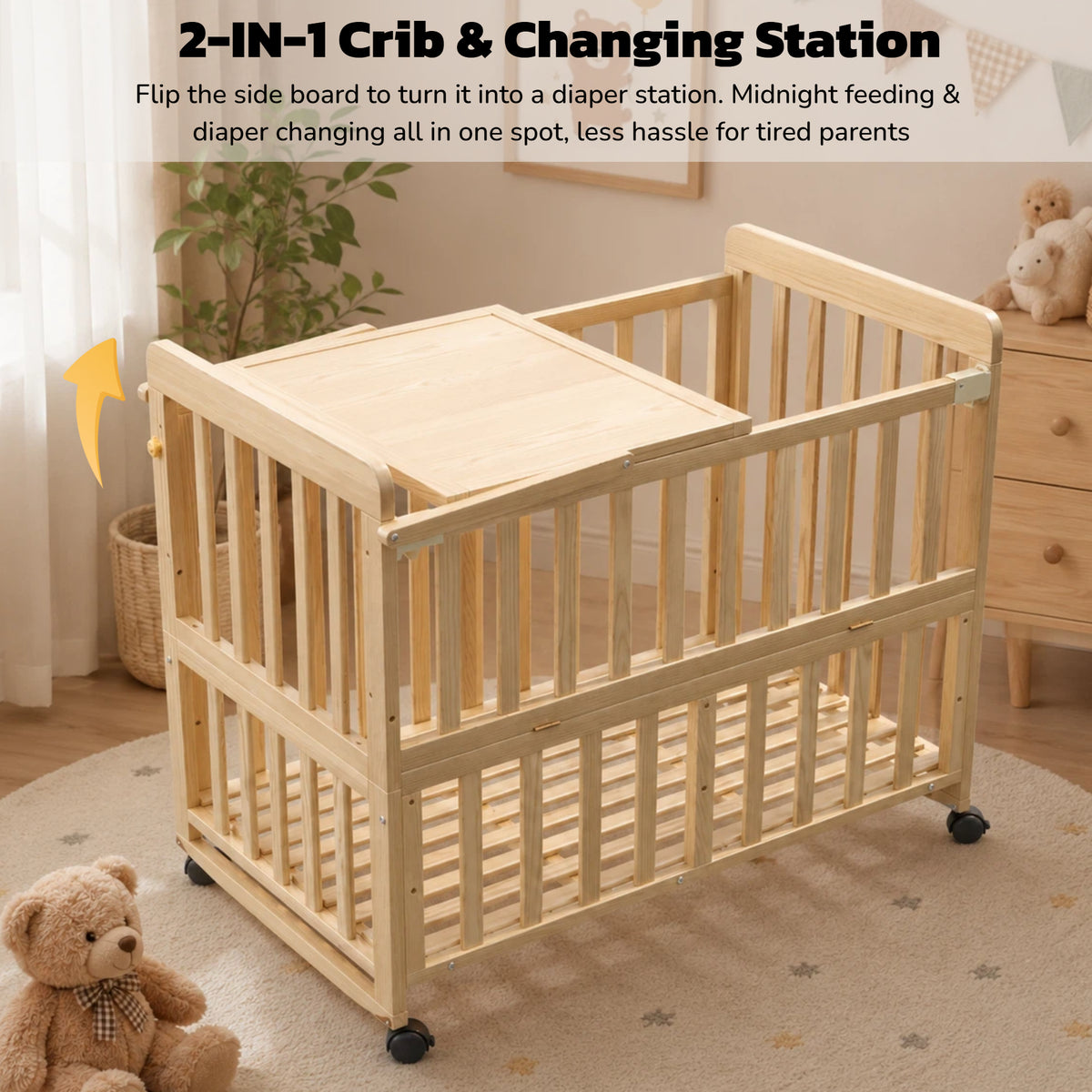 Solid Wood Baby Bassinet