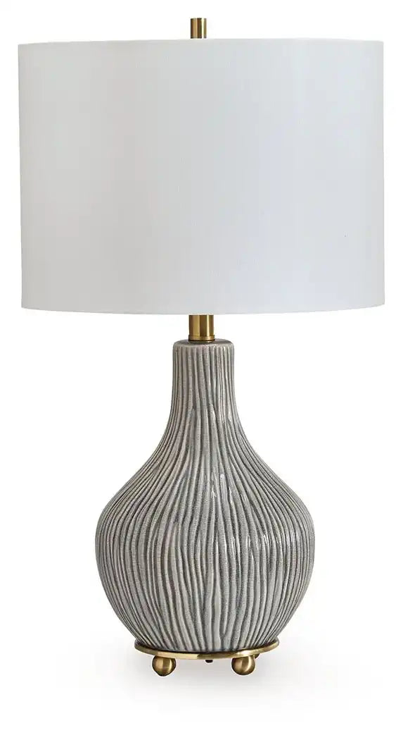 Judlen - Ceramic Table Lamp - Gray / Gold Finish - Best Buy Furniture