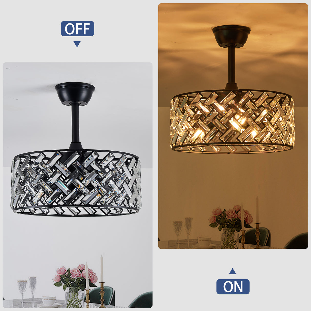 18'' Crystal Cage Ceiling Fan with Remote Control