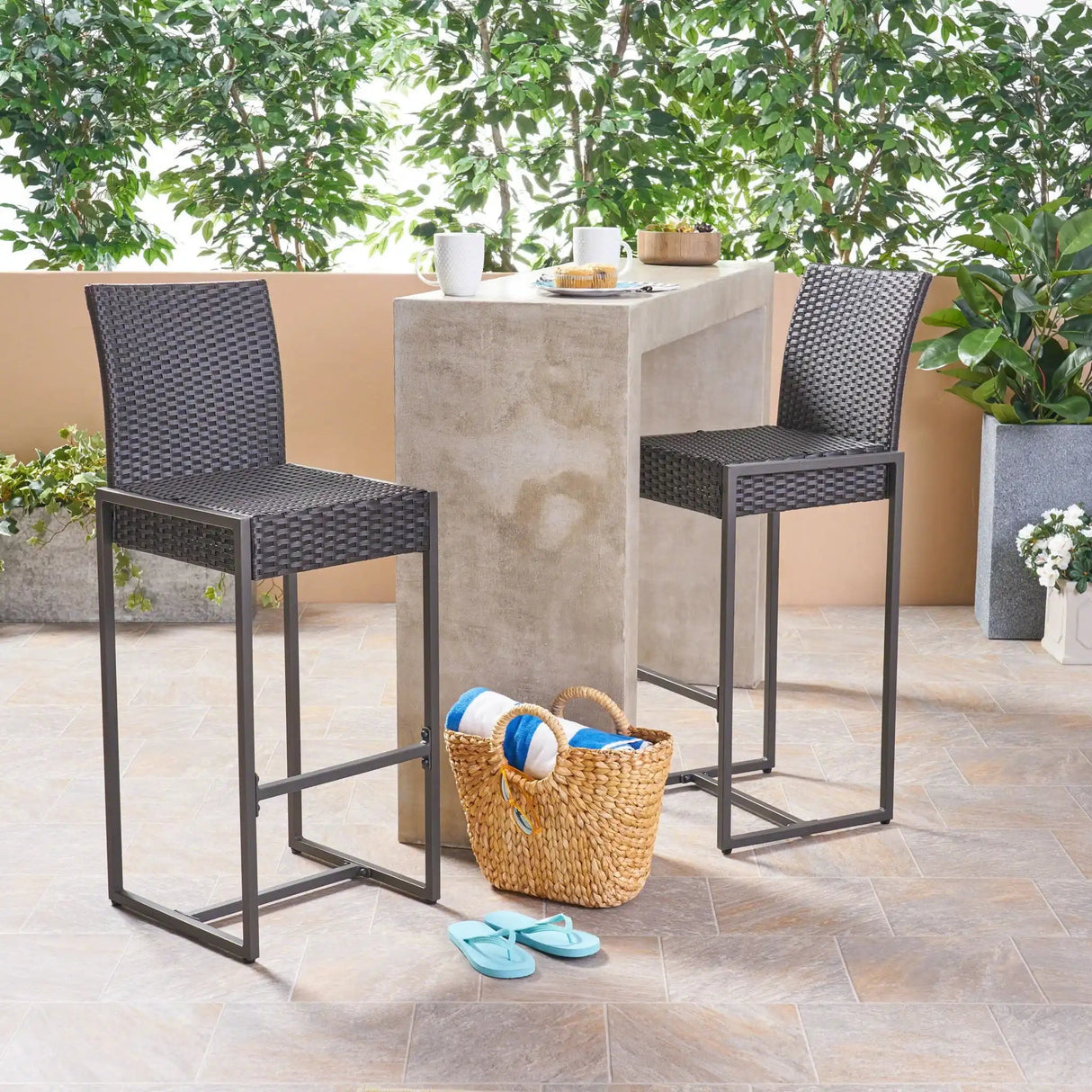 Outdoor Barstool With Hand Crafted Details (Set of 2) - Best Buy Furniture