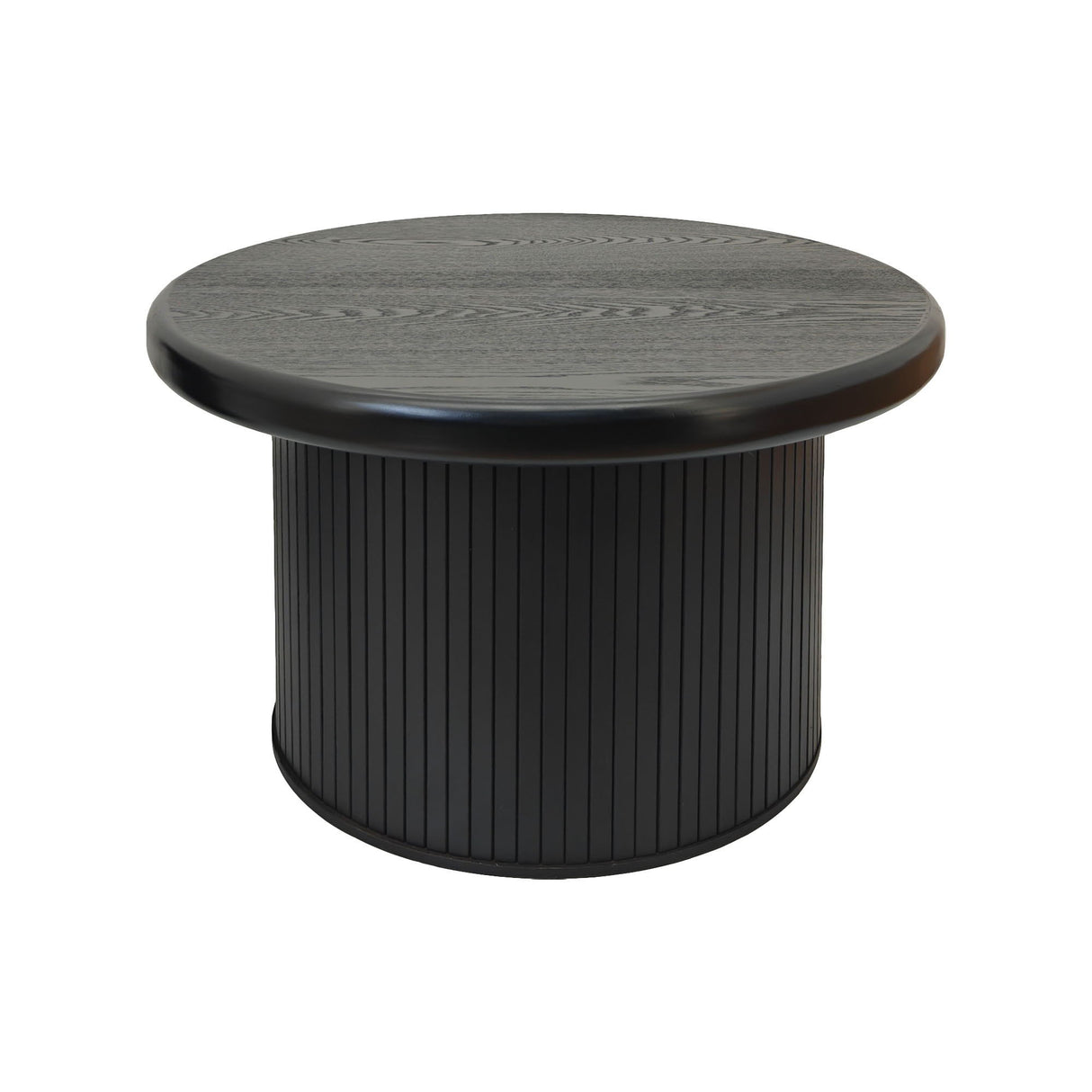 Fluted Cylinder Side Tables, Round End Tables For Living Room (Set of 2) - Black