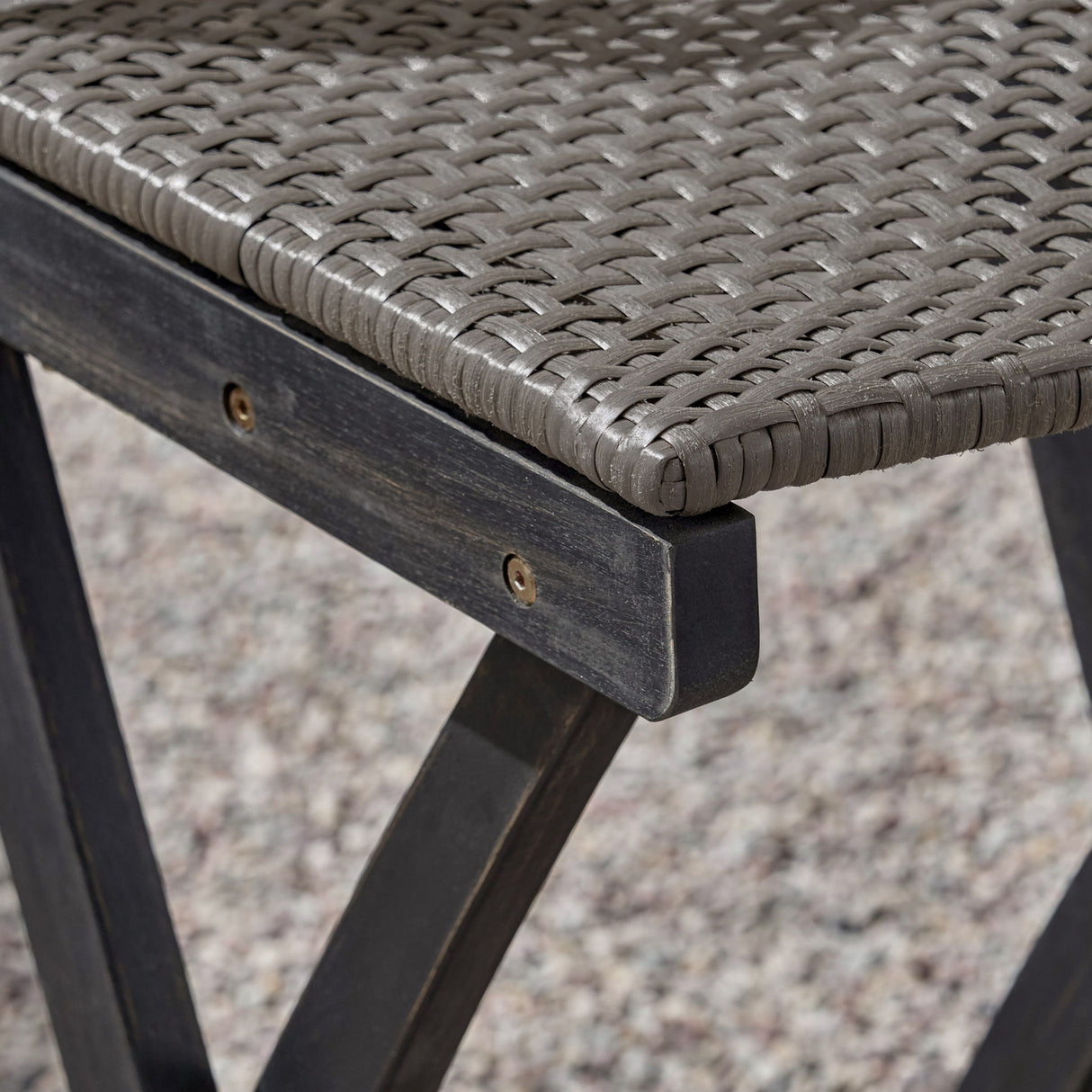 Outdoor Folding Acacia Wood Barstools With Rattan Backrest And Seat