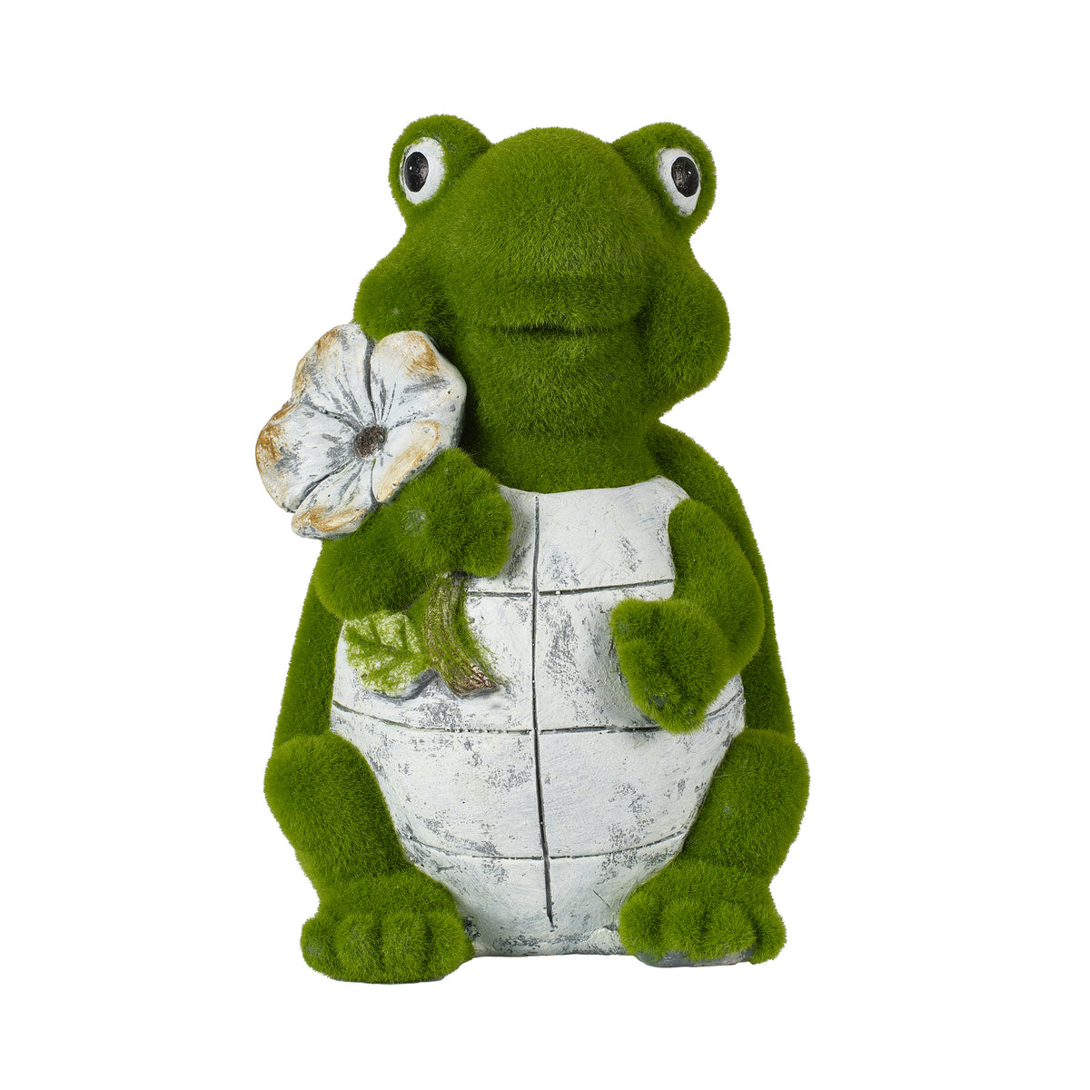 Flocked Turtle Garden Statue with Flocked Finish - Green