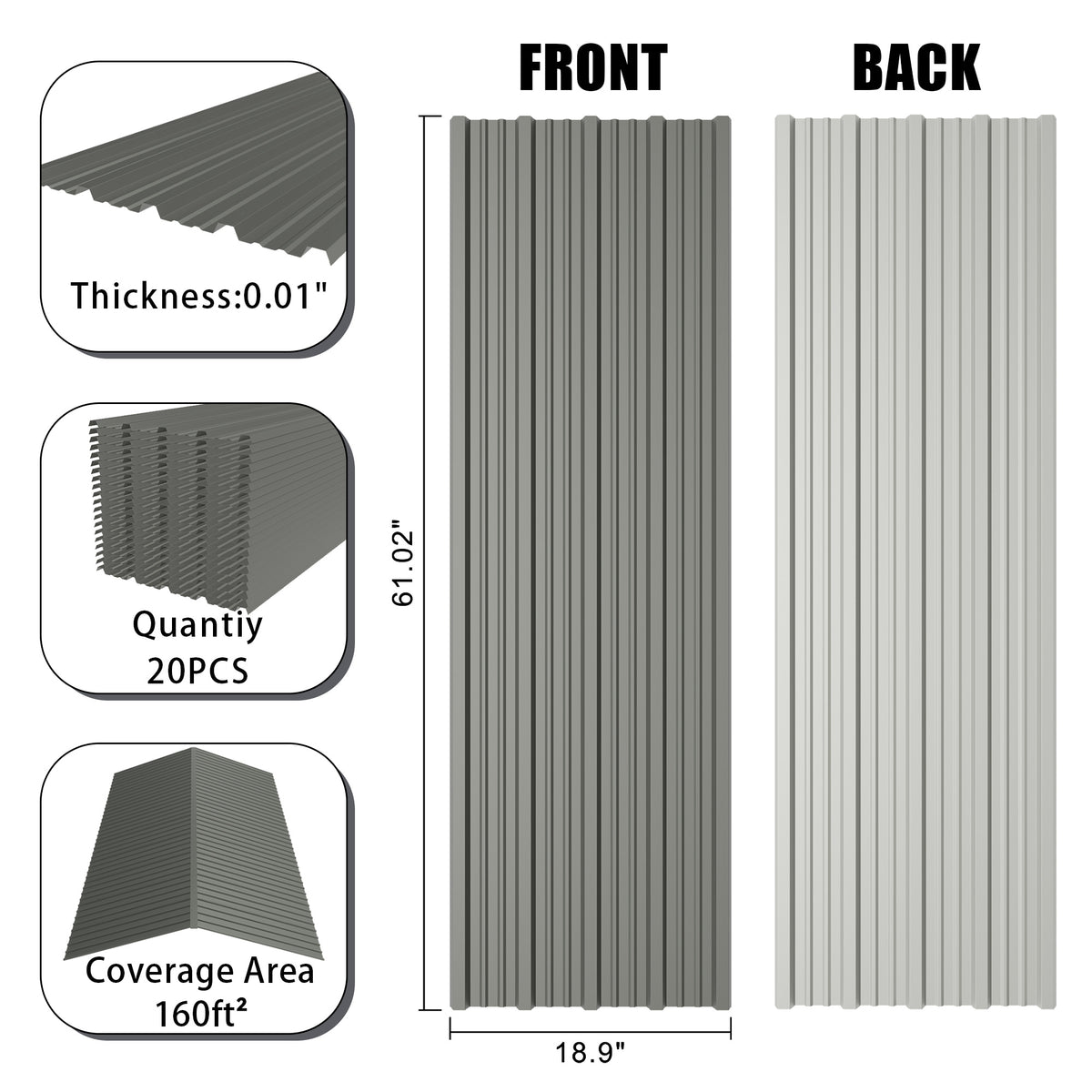 20 Pcs Metal Roof Panels