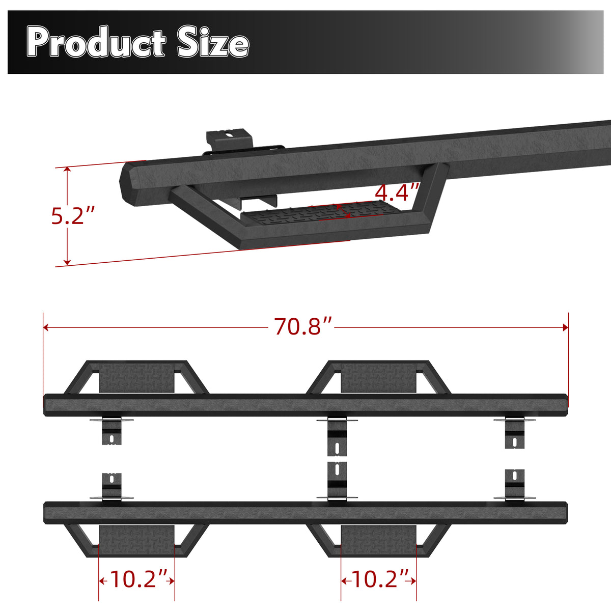 Two Stairs Running Boards Side Steps for Jeep Wrangler JK