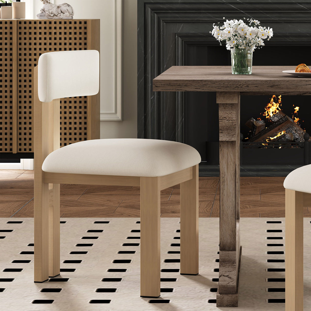 7 Piece Dining Set With Upholstered Armless Chairs And Table - Best Buy Furniture