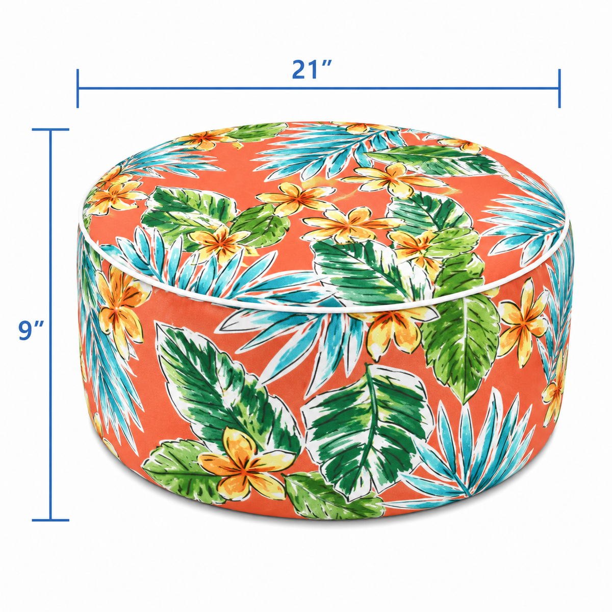 Outdoor Inflatable Ottoman - Tropical Palm Leaves