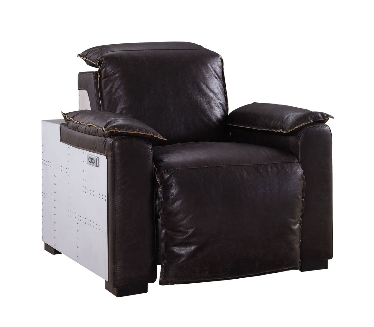 Misezon - Top Grain Leather Power Motion Recliner - Dark Brown - Best Buy Furniture