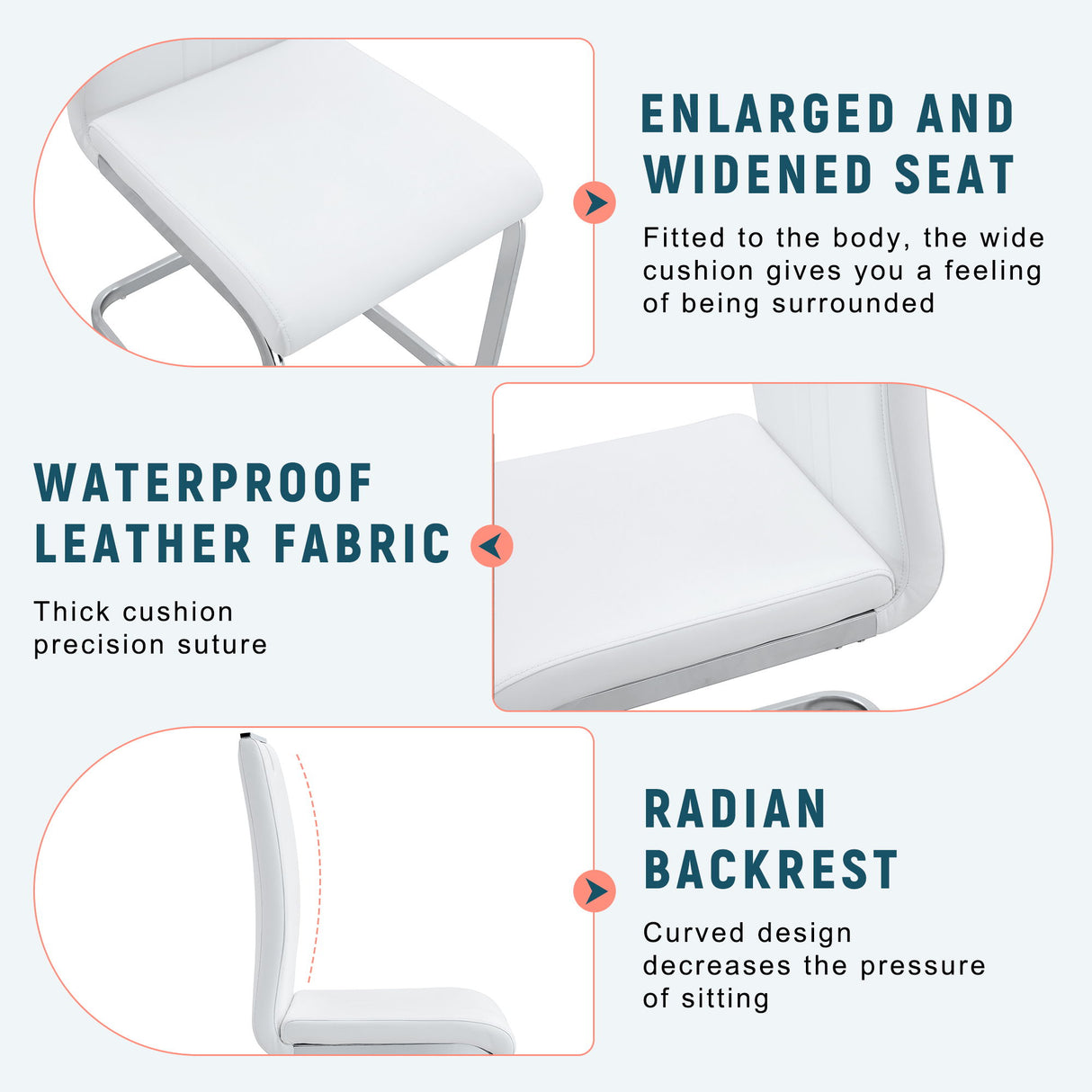 Bow Shaped Chairs, Ergonomic Design, Non Slip Base