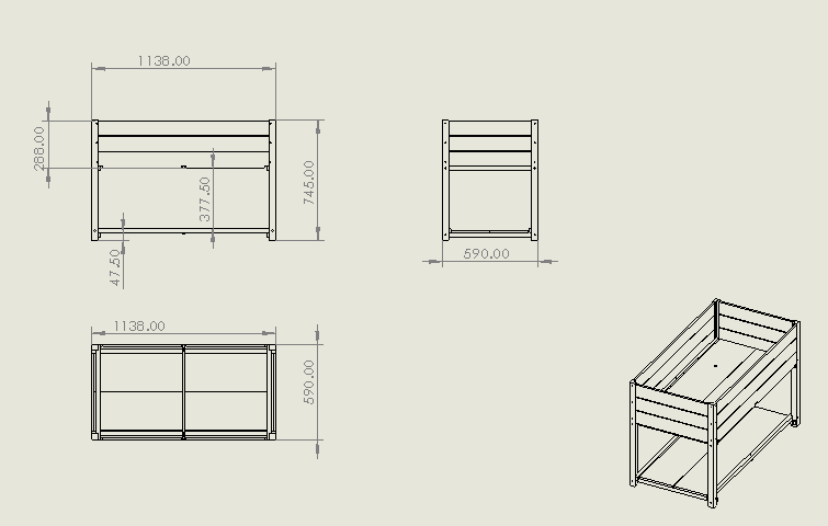 45" Iron-Wood Combined Growing Beds With Feet and Storage Racks