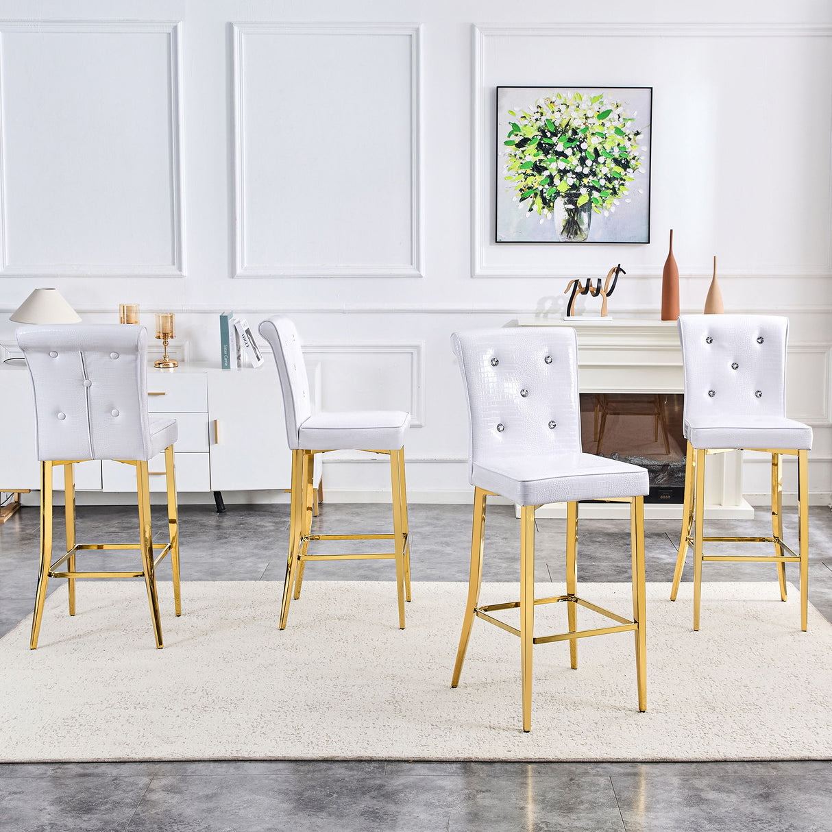 Bar Chairs With Crystal Clasp Design (Set of 2)