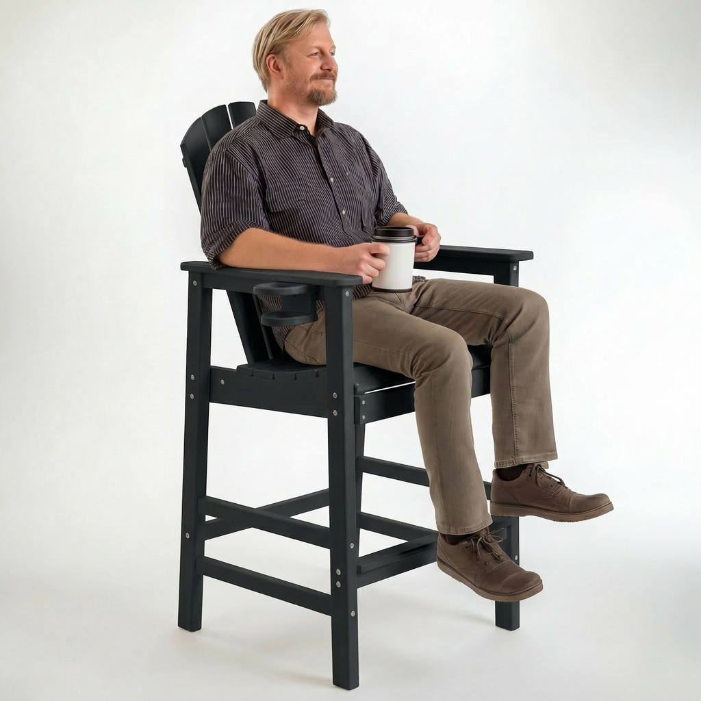 HDPE Bar Height Adirondack Chair with Cup Holder