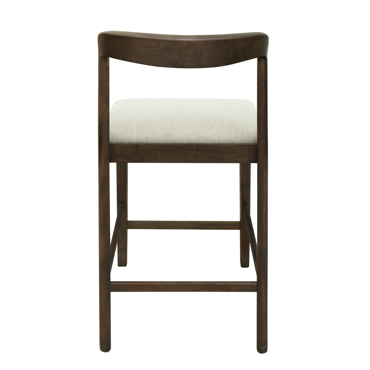 Solid Rubber Wood Counter Stools (Walnut + Beige) Set of 2