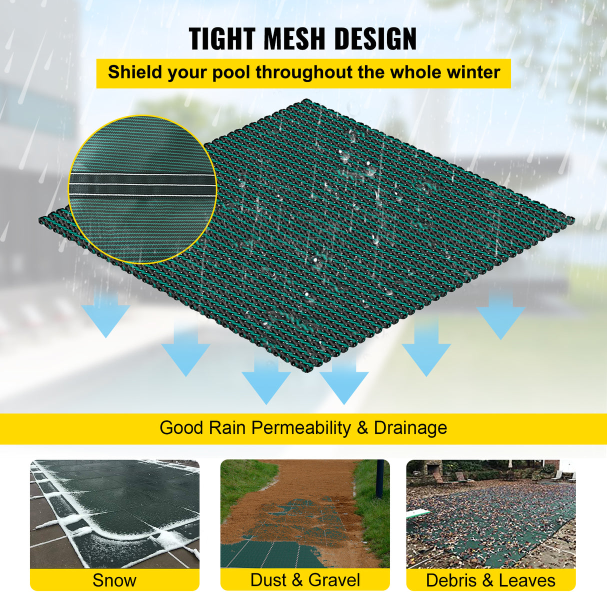 Pool Safety Cover Fits 14x26ft Rectangle Inground Safety Pool Cover