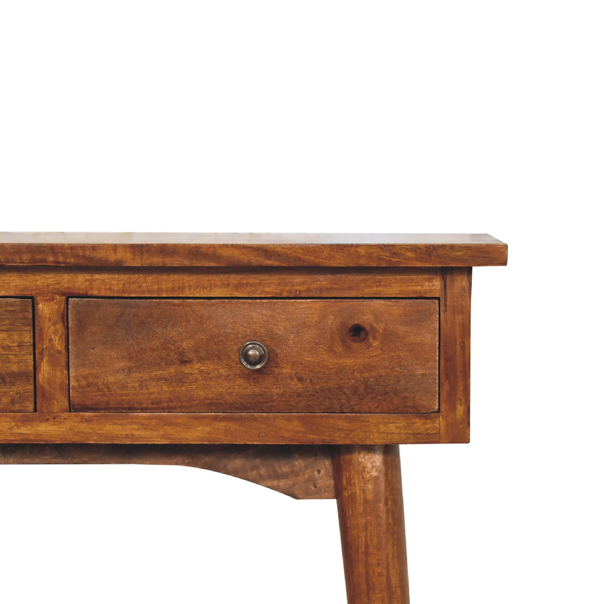 Solid Mango Wood Mini Chestnut Hallway Console with 2 Drawers