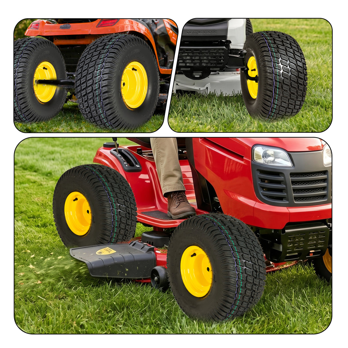 Set of 2 Lawn Mower Tires and Wheel Assembly