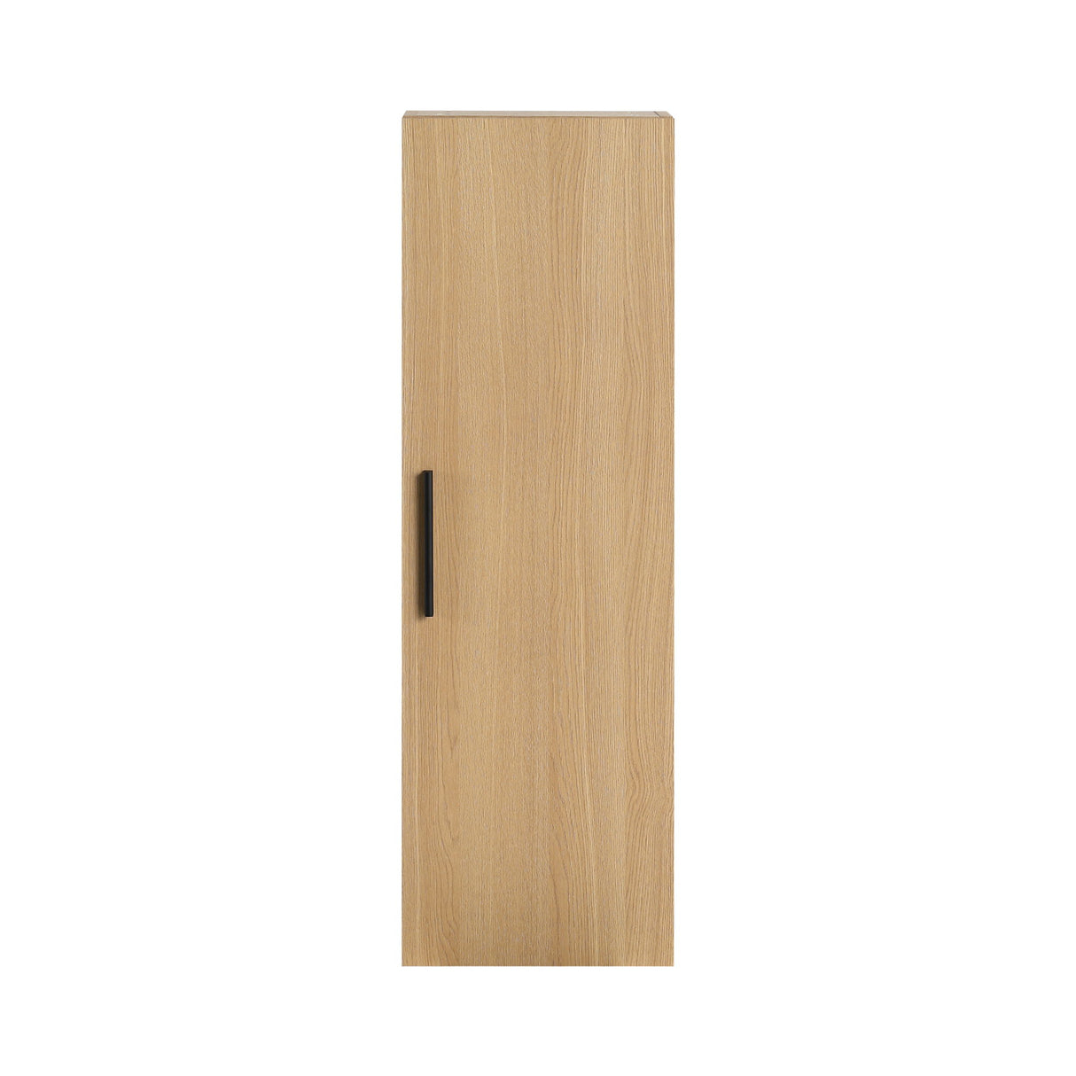Tall Floating Bathroom Side Cabinet, Wall Mounted Single Door Storage - Light Oak