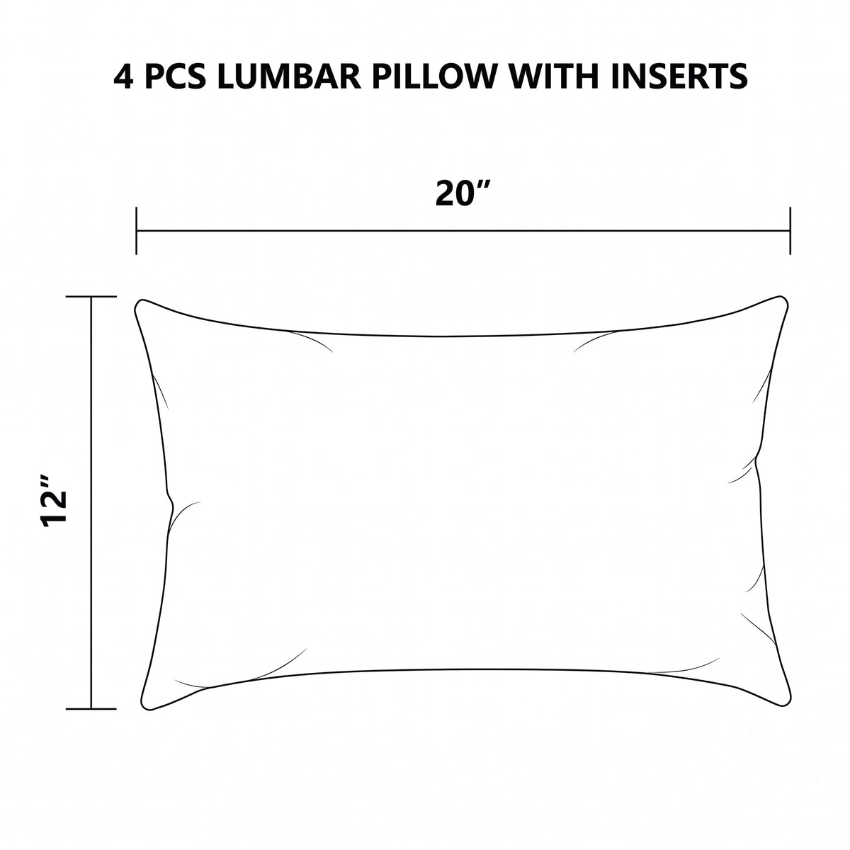 4 Pack Outdoor Lumbar Pillow with Inserts
