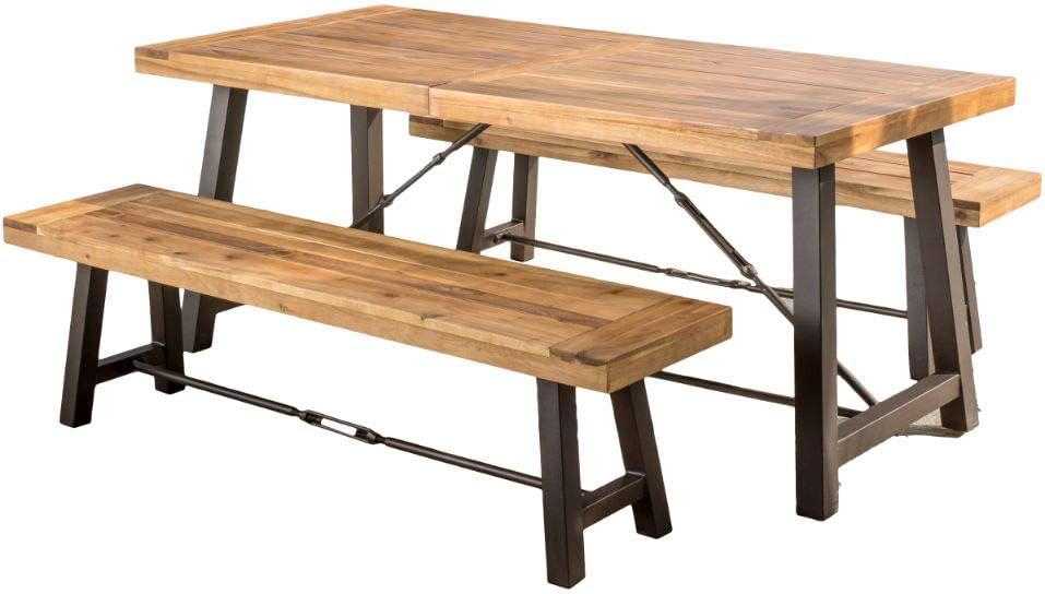 Outdoor 3-Pieces Acacia Wood Dining Set