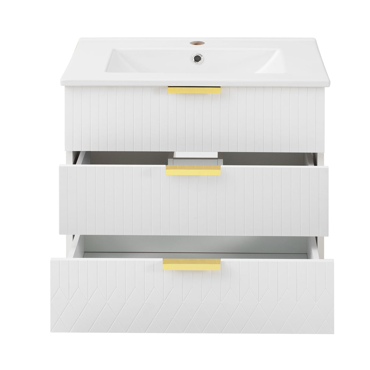 Wall Mounted Floating Cabinet With Side Cabinet Combo, Rectangular Ceramic Sink Vanity