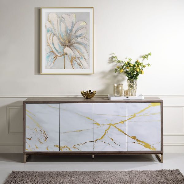 Paavan - Console Cabinet - White / ChampagneChampagne - Best Buy Furniture
