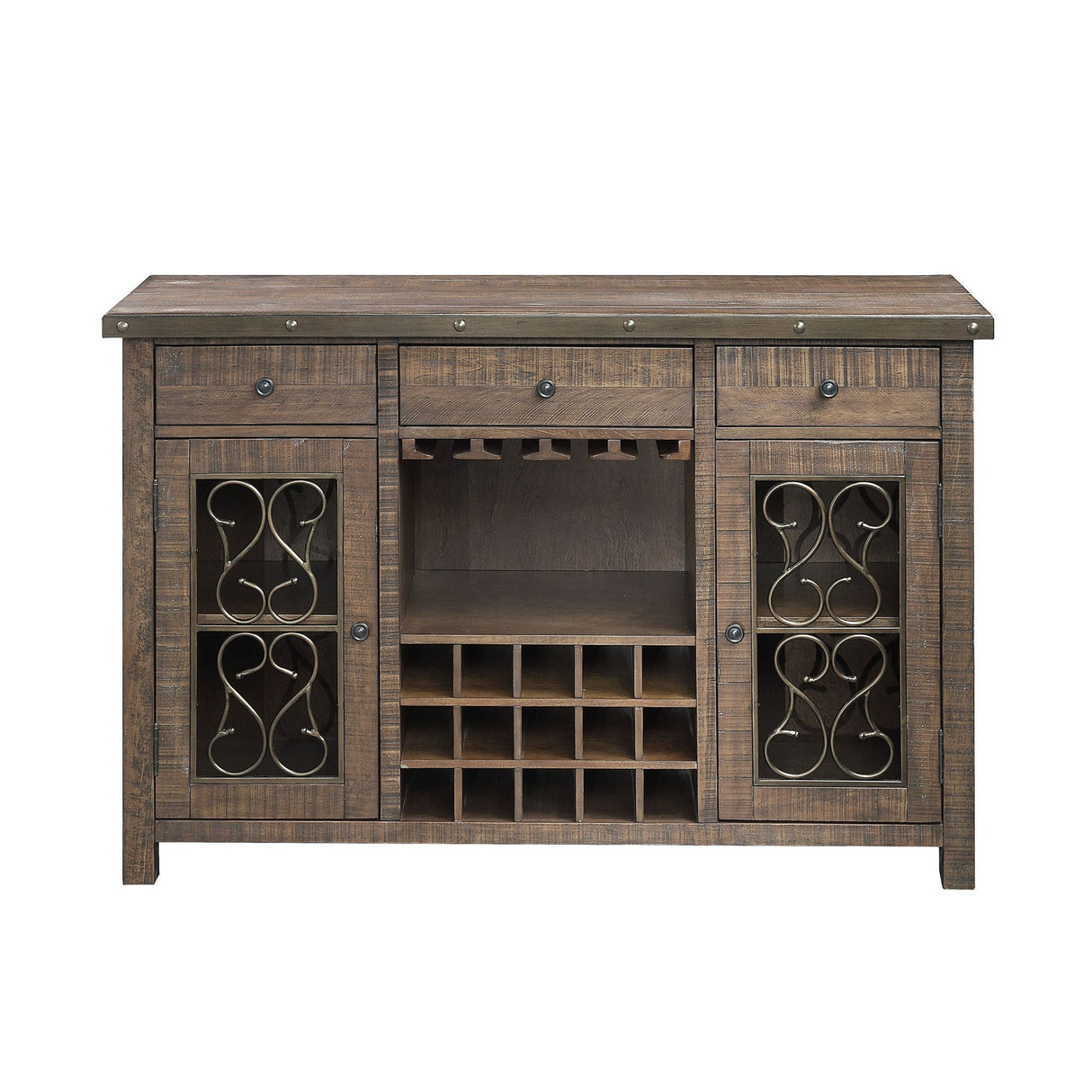 Raphaela - Server With Cup Holder & Wine Rack - Cherry - Best Buy Furniture