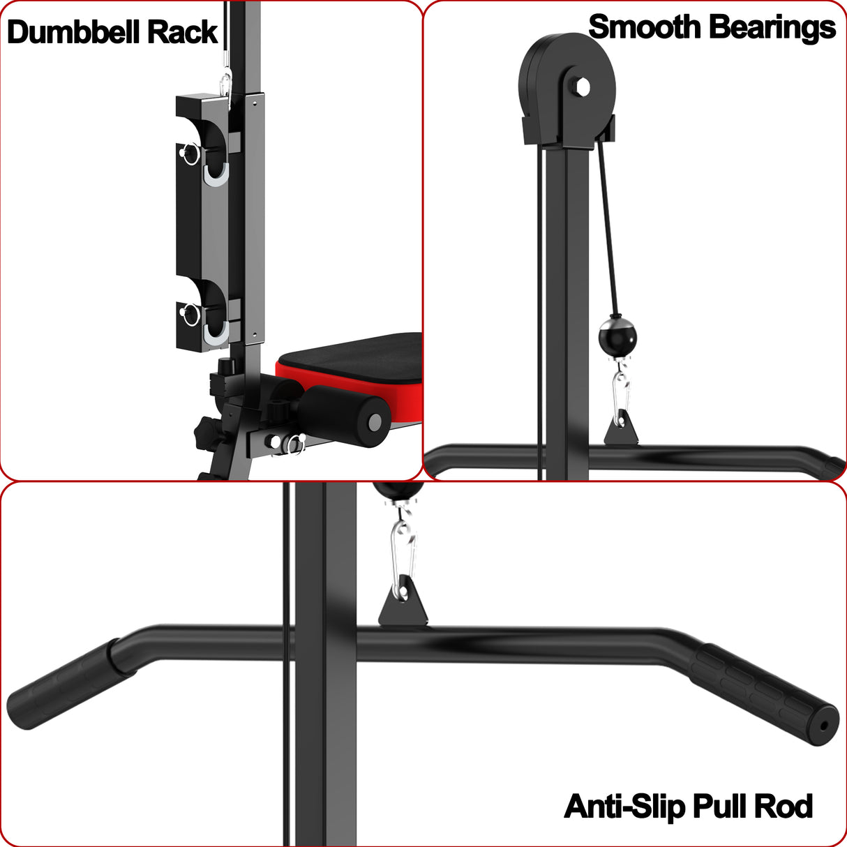 Multi-Functional Weight Bench with Pulley System and Adjustable Backrest