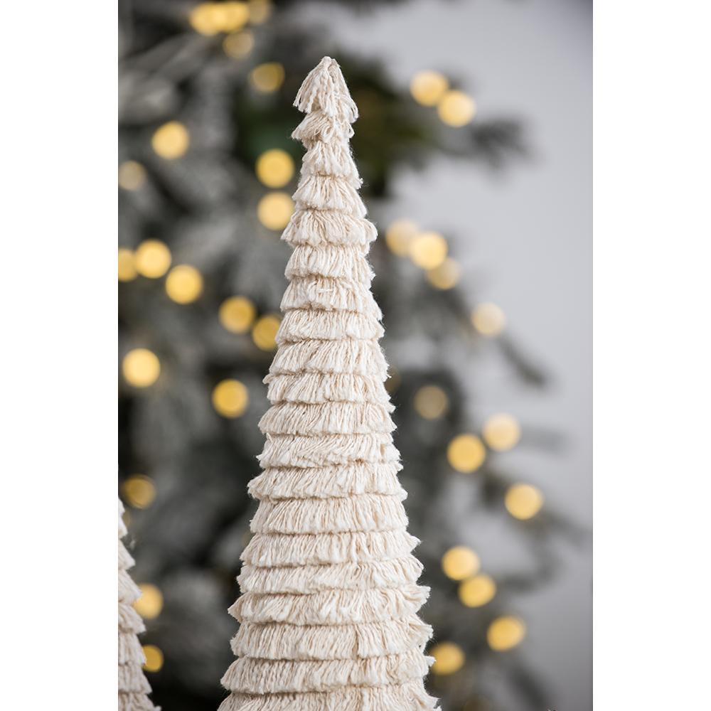D3.9x15" Fringes Embellished Cone With Wooden Base