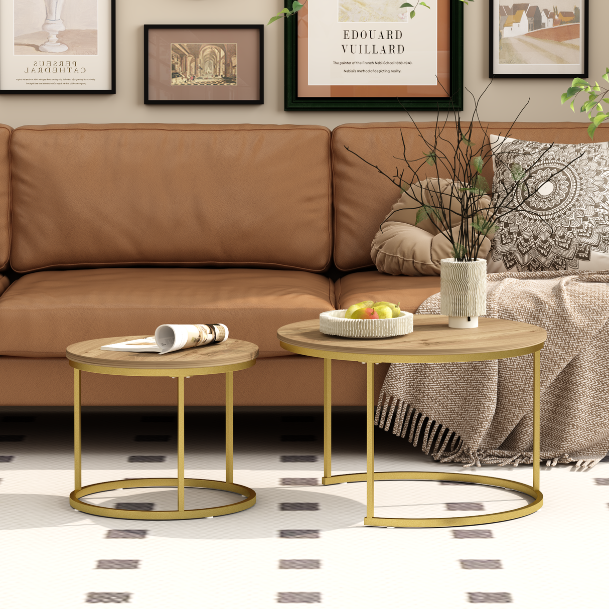 27.6in Nesting Coffee Table Set of 2