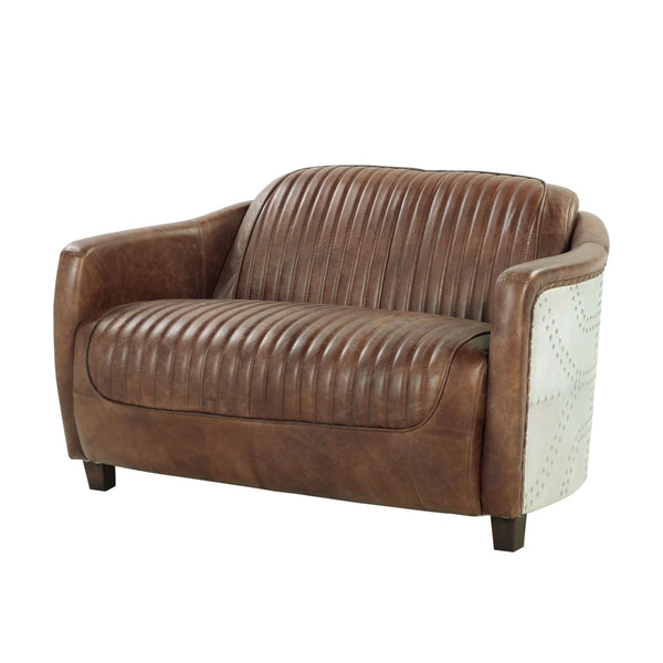 Brancaster - Grain Leather Loveseat - Brown - Best Buy Furniture