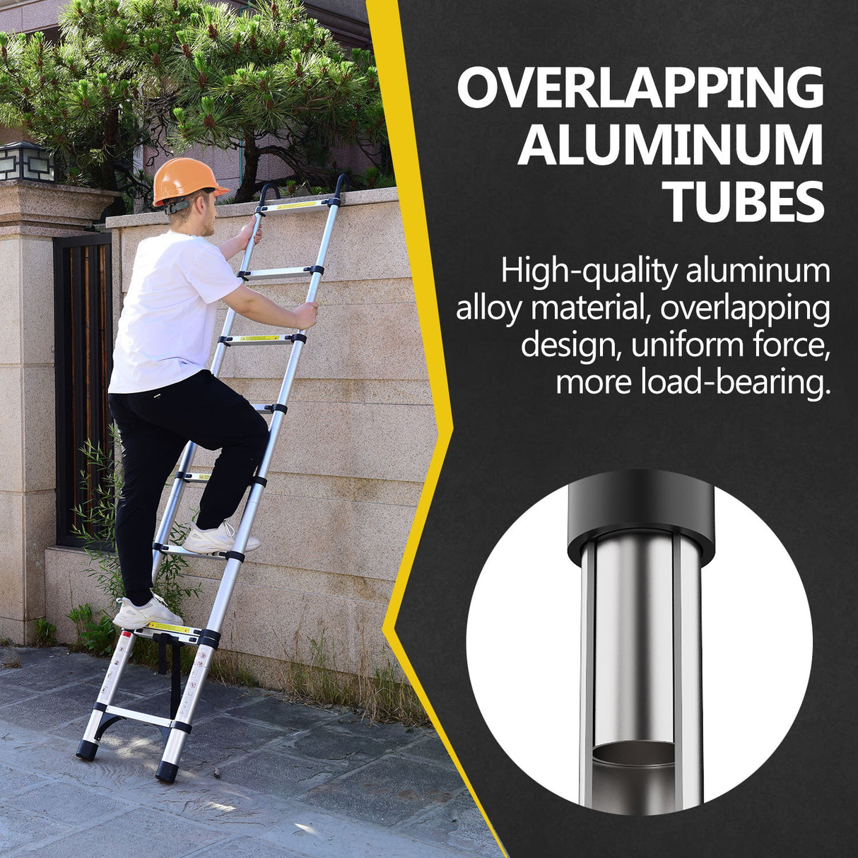8.5FT Telescopic Ladder - Aluminum Alloy Multi-Purpose Ladder