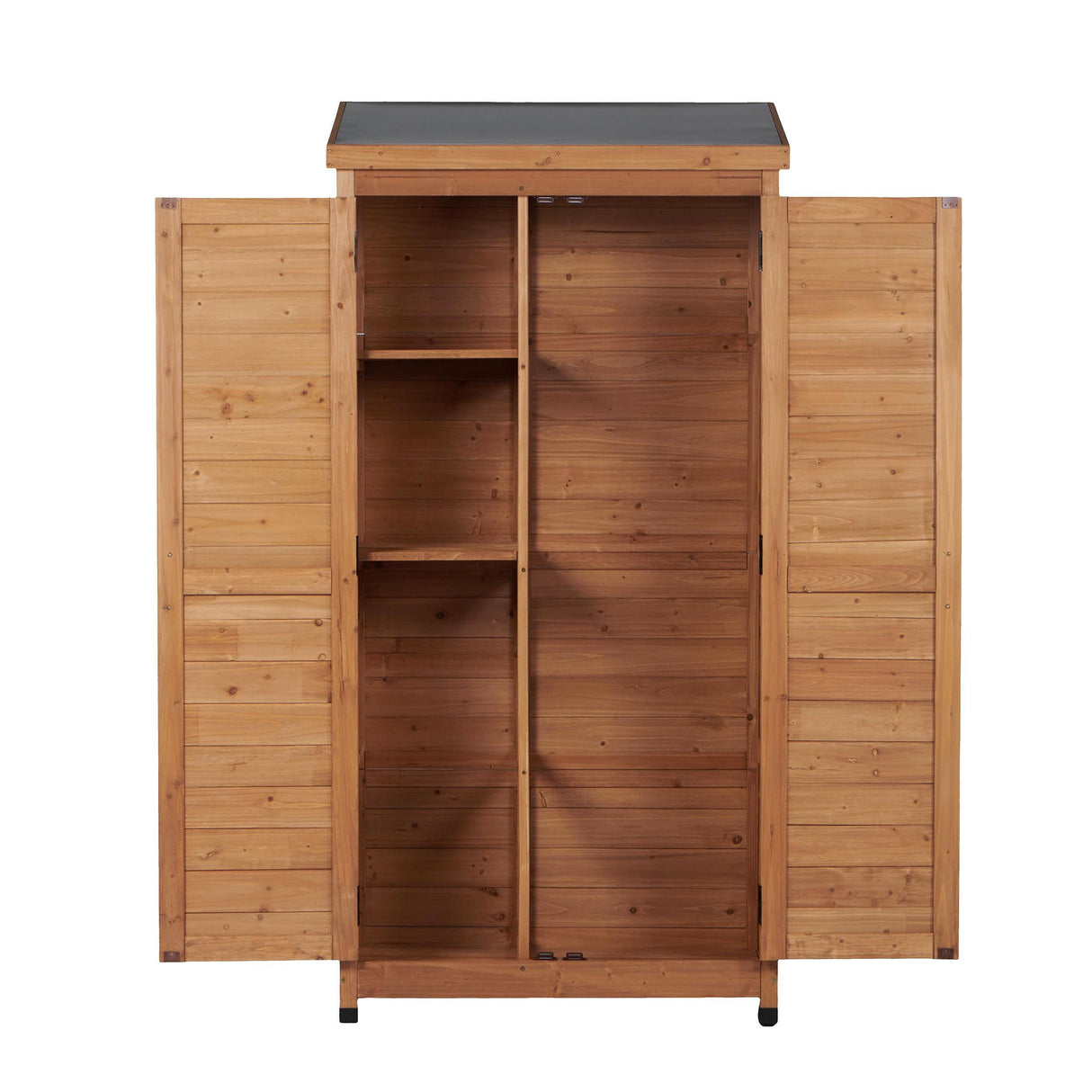 Outdoor Storage Shed With Vertical Tool Cabinet For Backyard