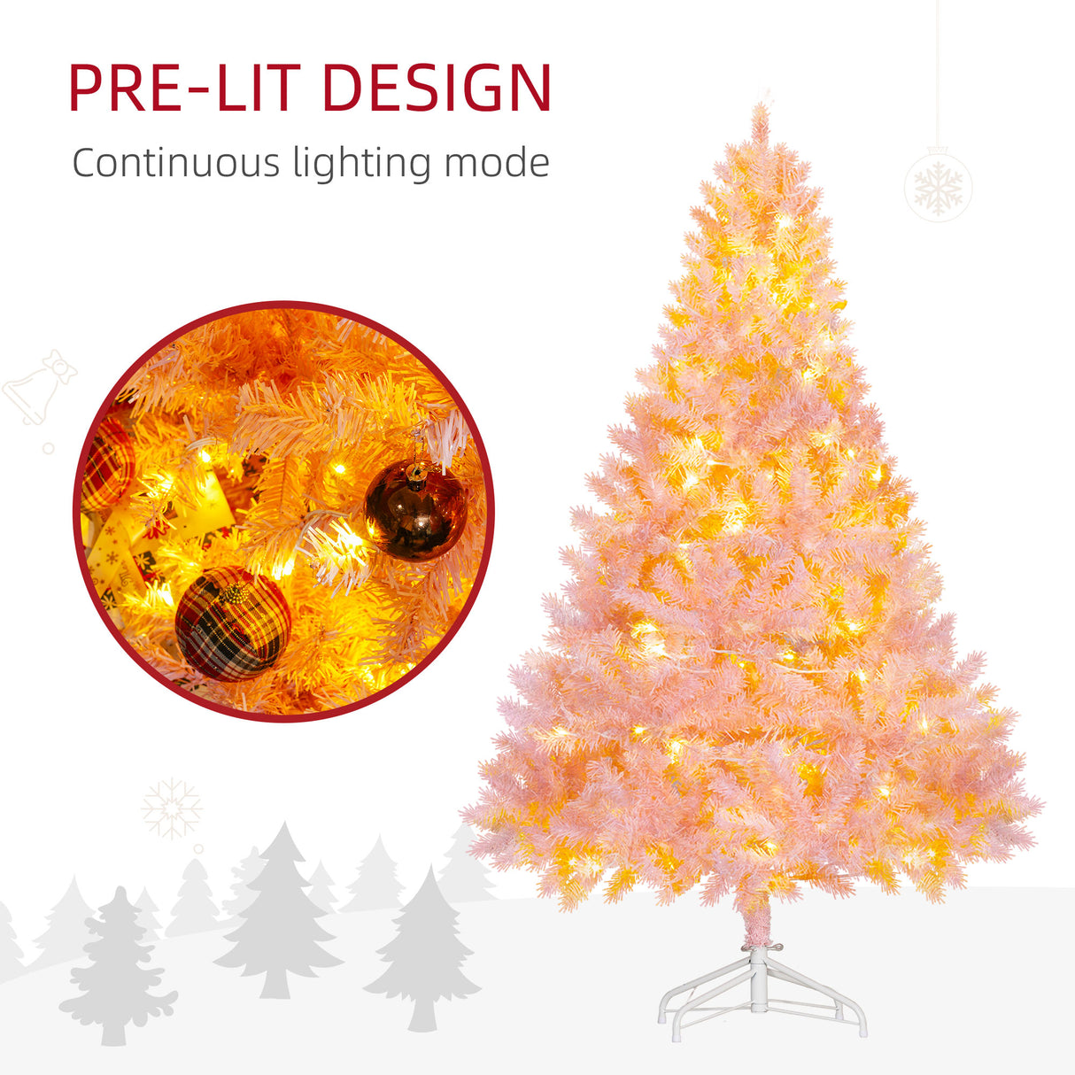 HOMCOM 6' Tall Prelit Christmas Tree