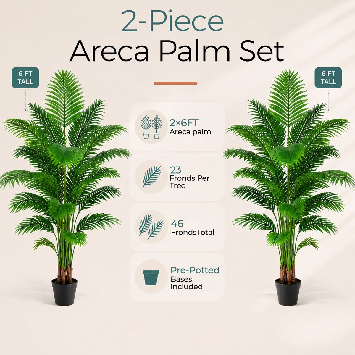 Artificial Palm Tree 6ft - Large Fake Tropical Tree (2 Pack)