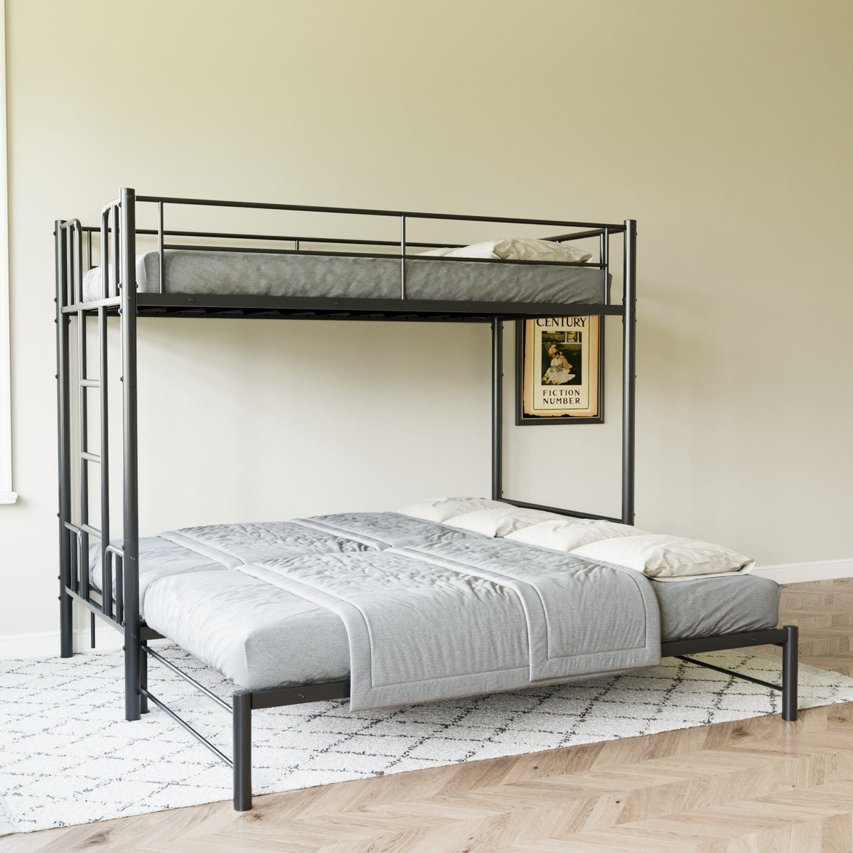 Twin Size Metal Pull-Out Bunk Bed