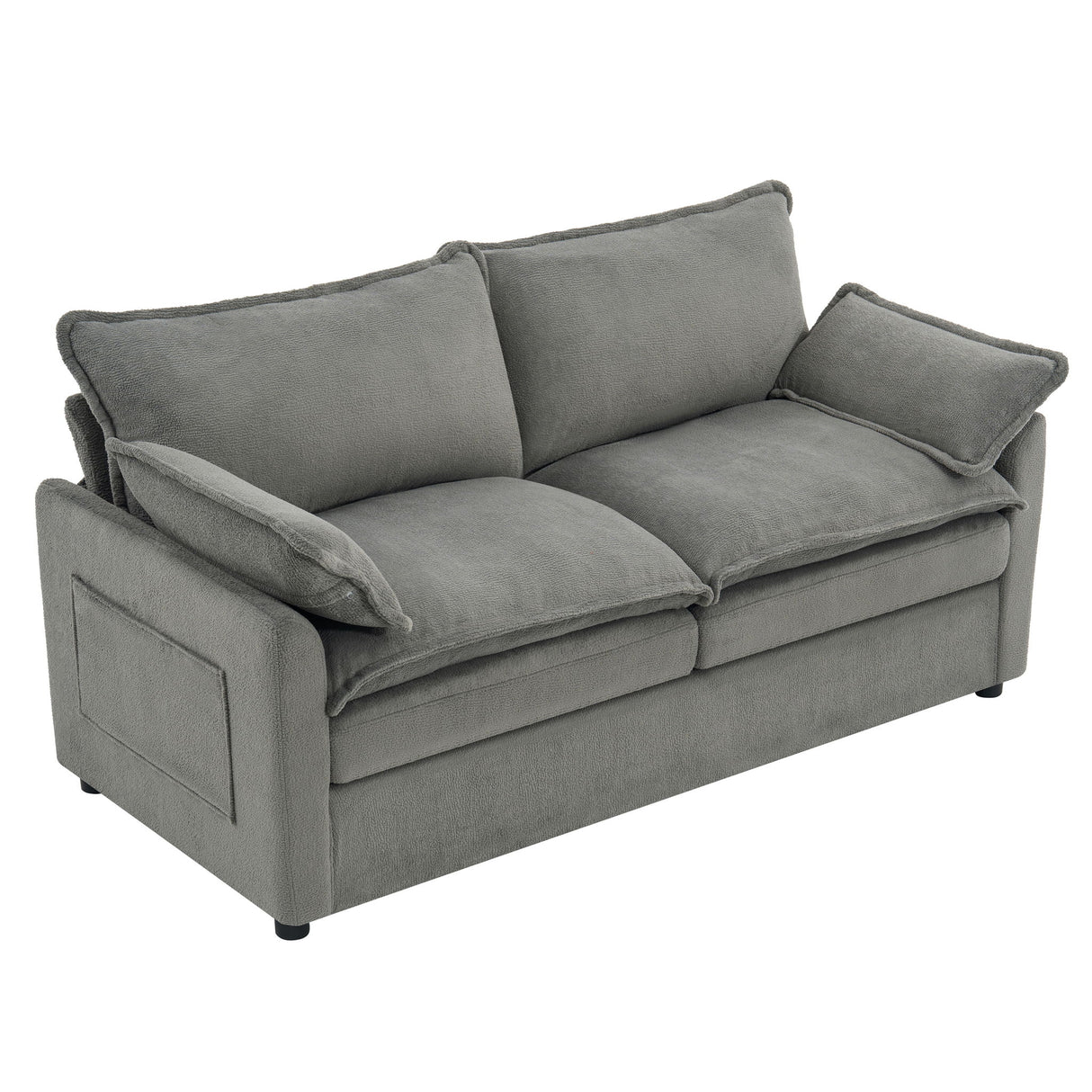 Modern Loveseat Sofa, Upholstered Couch With Side Storage Pockets