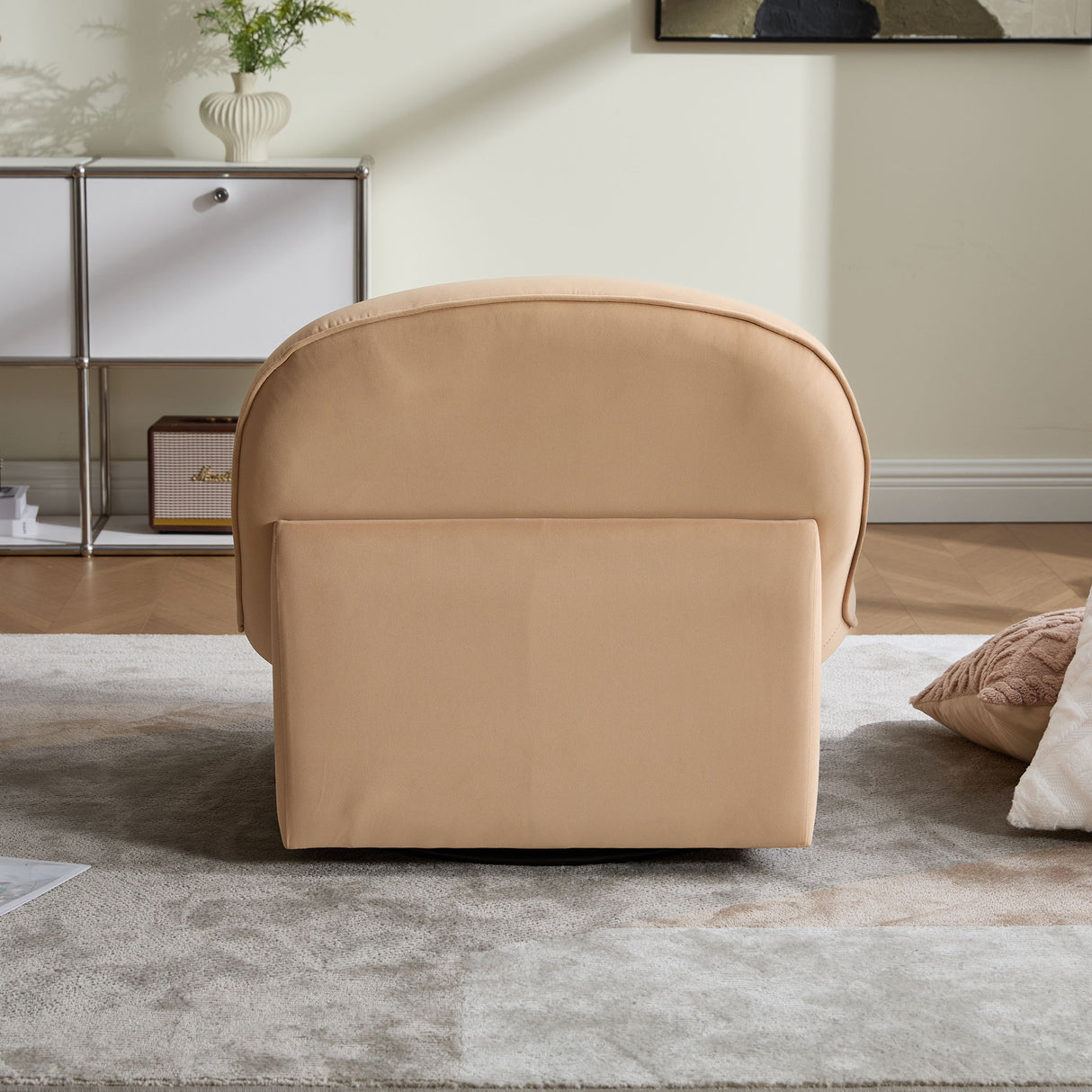 Pumpkin Shaped Swivel Accent Chair, 360 Degree Rotation For Living Room