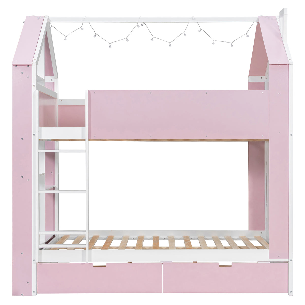 Full Size Bunk Bed with Storage Drawers & Shelves