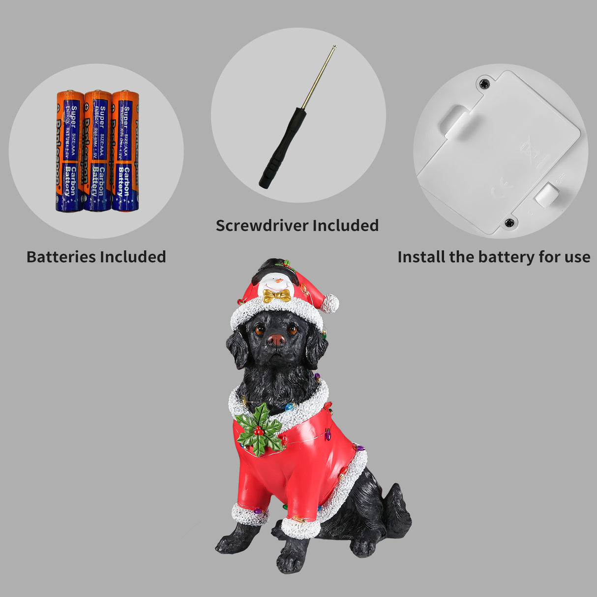 Christmas Dog Statue - Holiday Dog Figurine