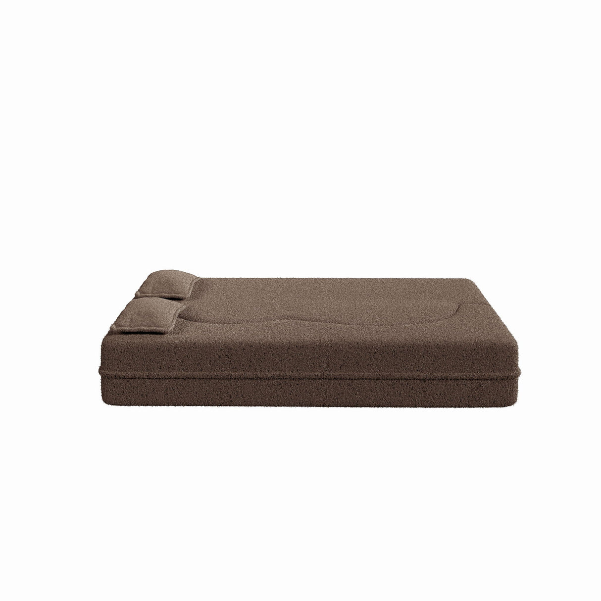 Modern Floor Sofa With 2 Pillows Convertible Teddy Fabric Foam Filled Bed