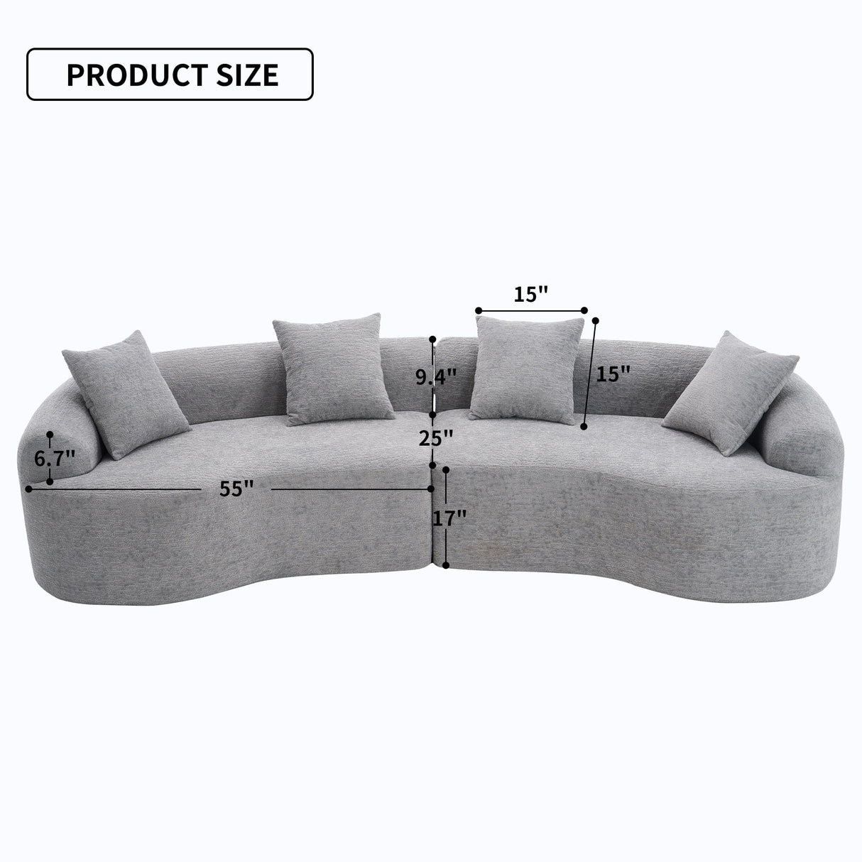4 Seater Sofa With Fabric, 30D, 60 Hardness Full Sponge, 4 Pillow For Living Room, Home Furniture Sleeper Sectional Sofa For Apartment