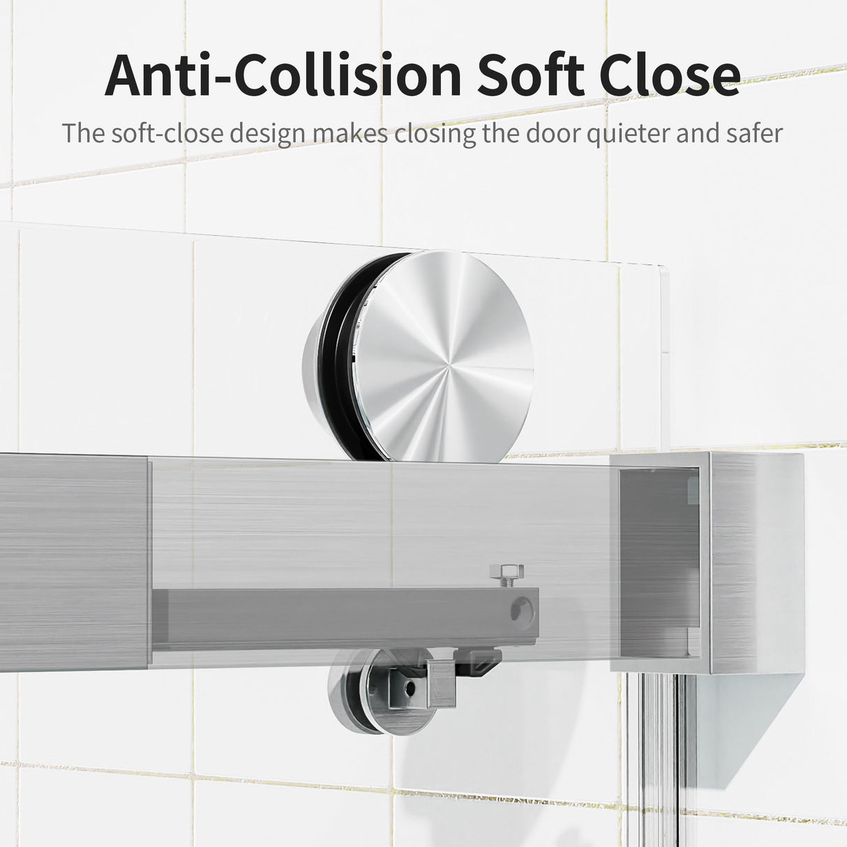 Frameless Single Sliding Soft Close Shower Doors, 3 / 8" Tempered Glass Reversible Installatio